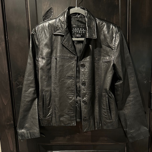 Siena Studio Black Leather Jacket, Size Small. - Picture 1 of 2